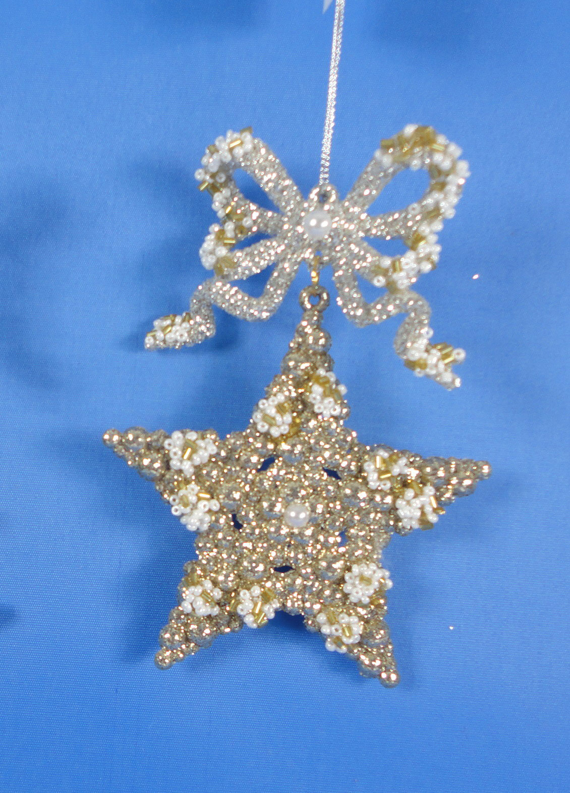 Новогоднее украшение подвесное Звезда с бантиком, арт. YD0182