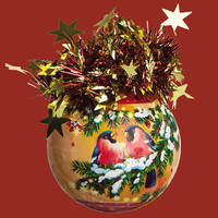 Шар Рождественский (Снегири), диаметр 85 мм, арт. Ш85046