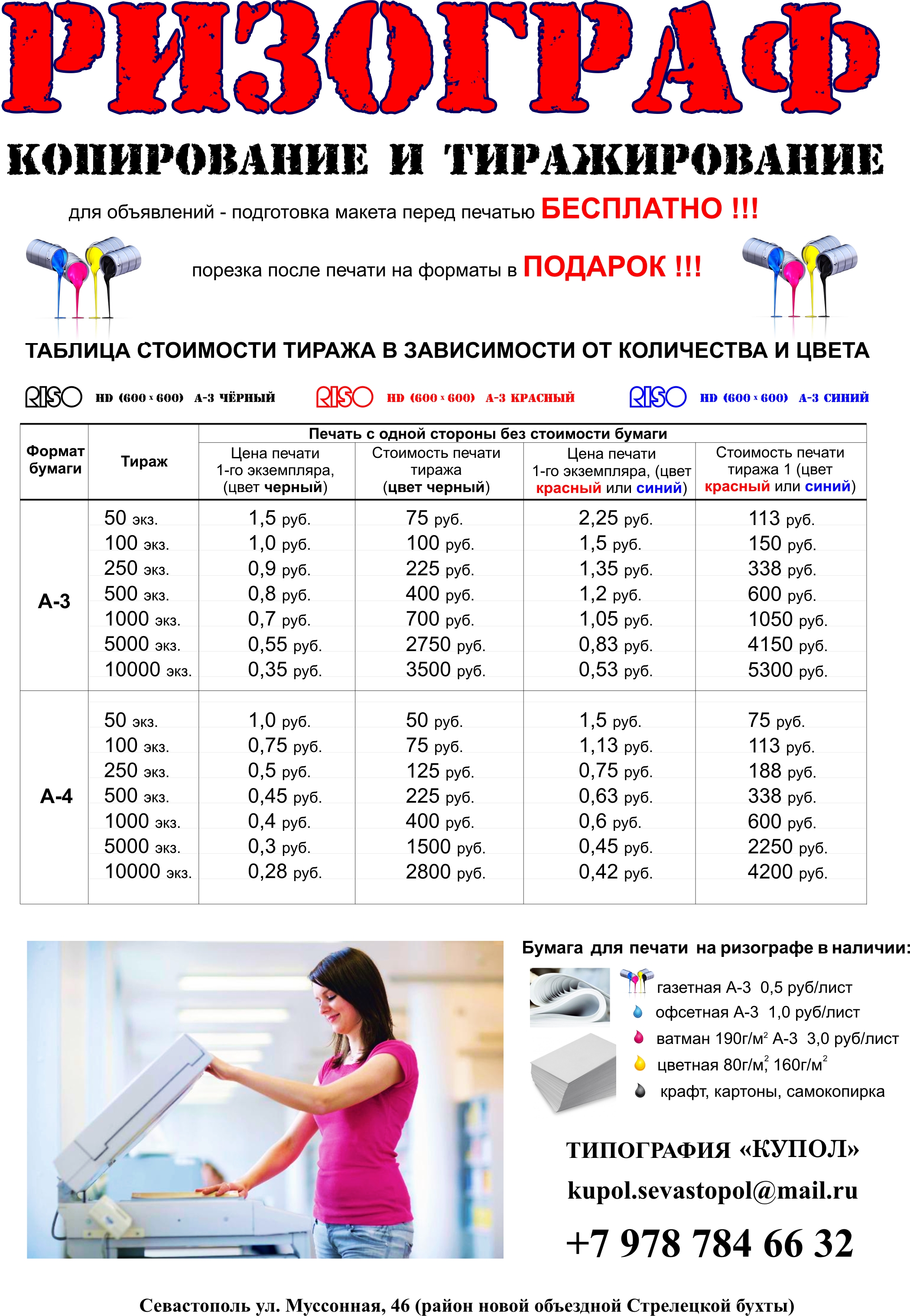 Печать на ризографе прайс