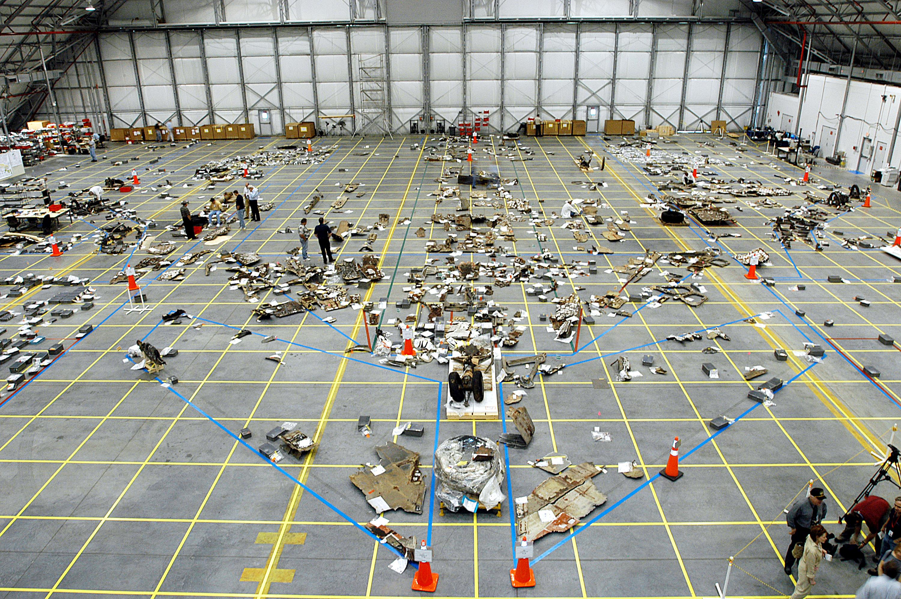 STS-107-Debris KSC Hangar