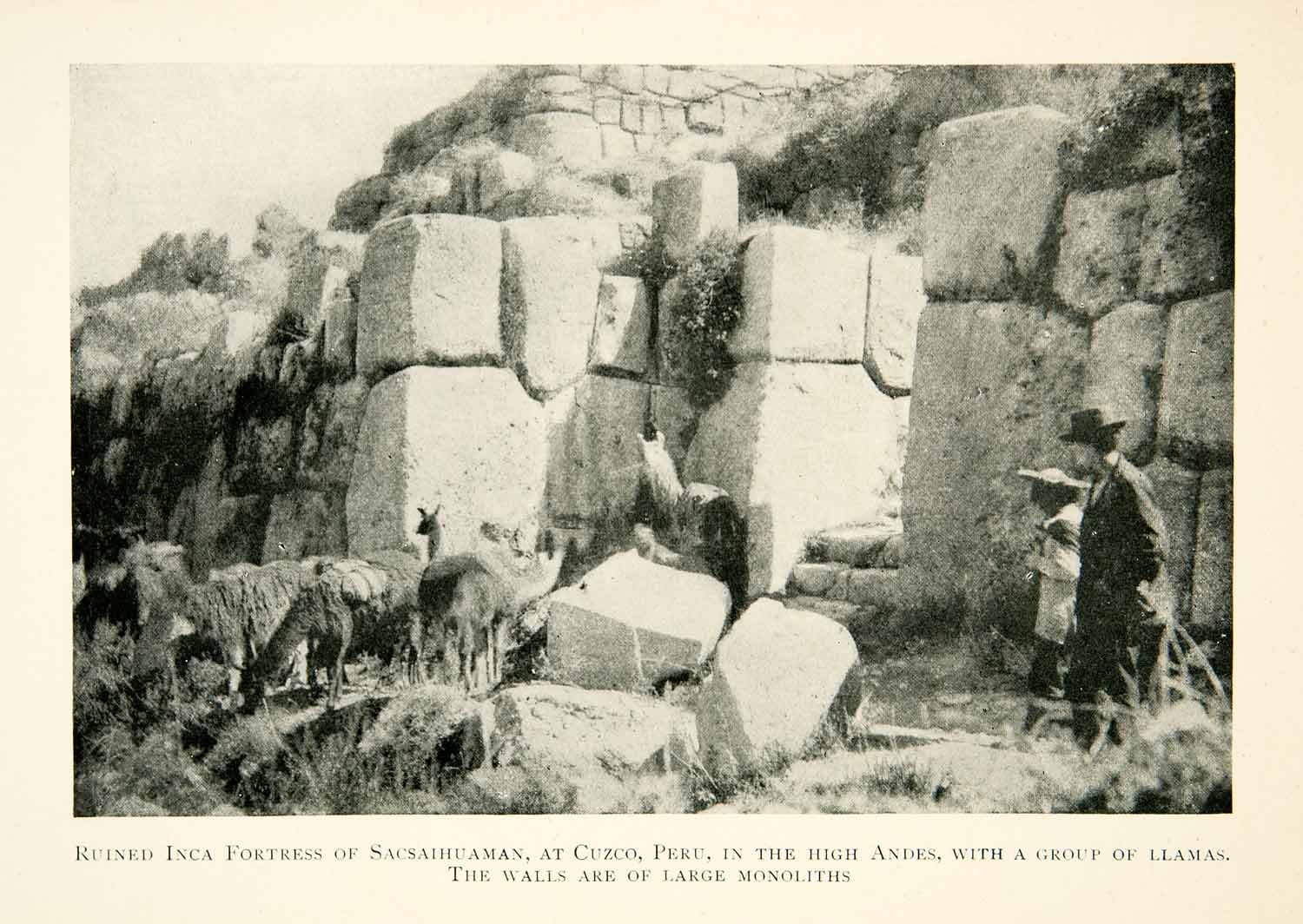 1915 Print Archeology Ruins Inca Fortress Sacsayhuaman Cusco Peru Andes XGOC6