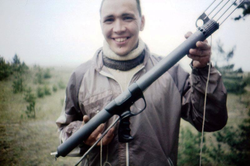 Лагутин со своим ружьём Зелинка, 1989г.