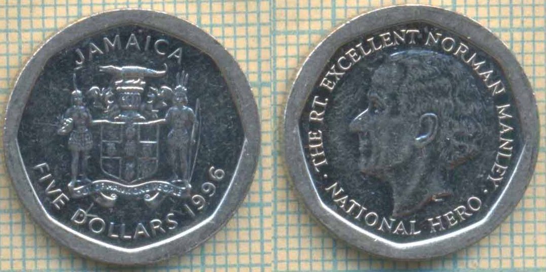 Ямайка 5 долларов 1996 5008