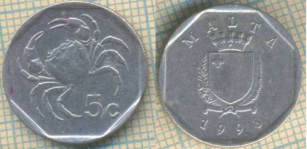 Мальта 5 центов 1998 4839