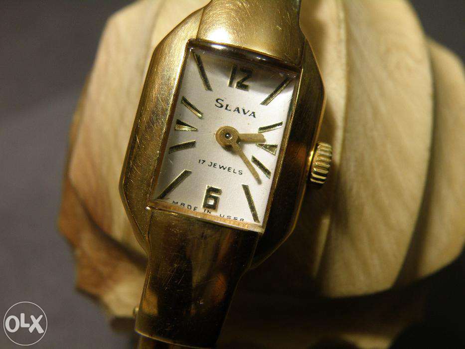 Часы женские Слава Slava СССР крабы позолоченные