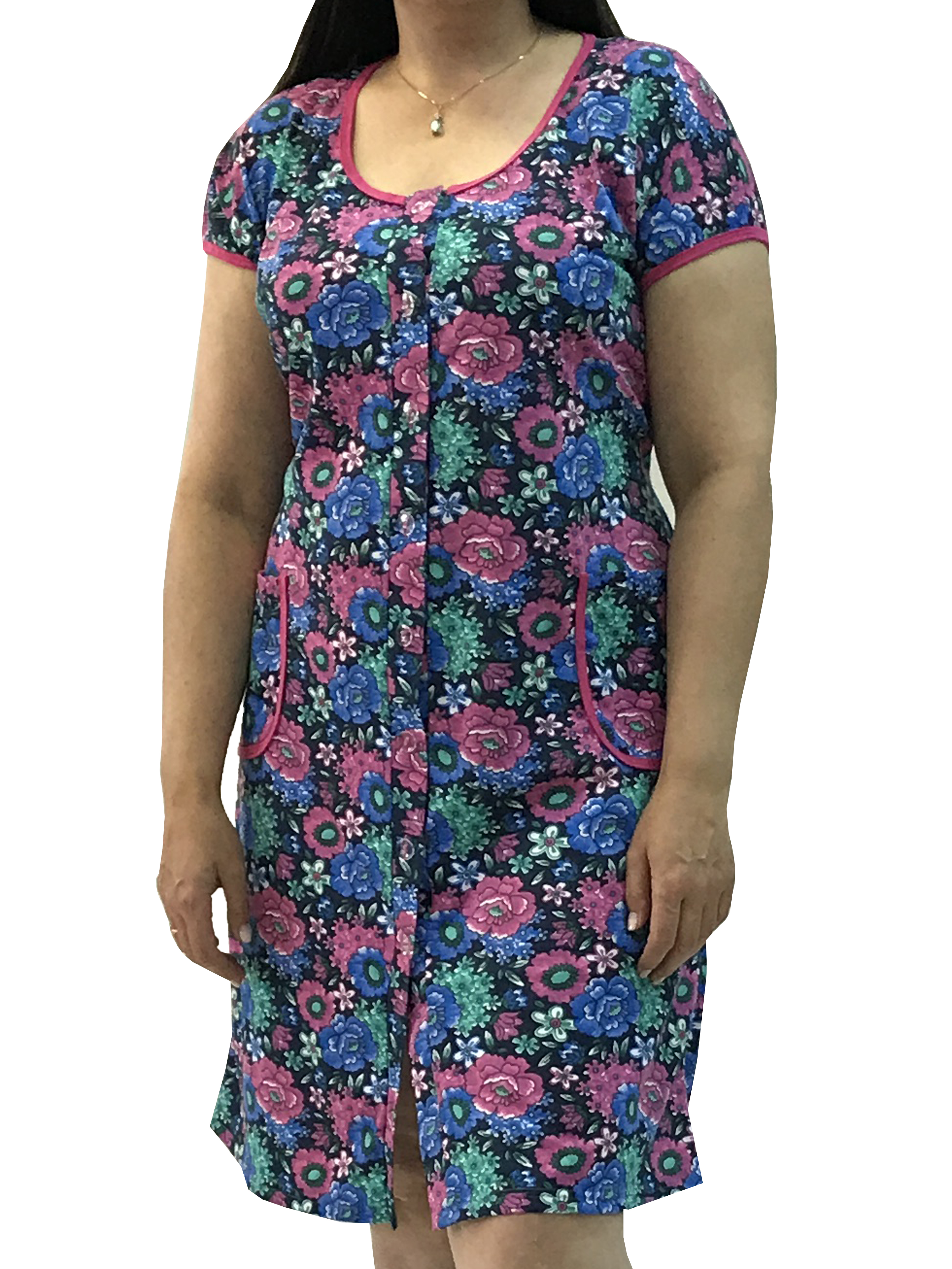 0301 Халат женский на пуговице маки