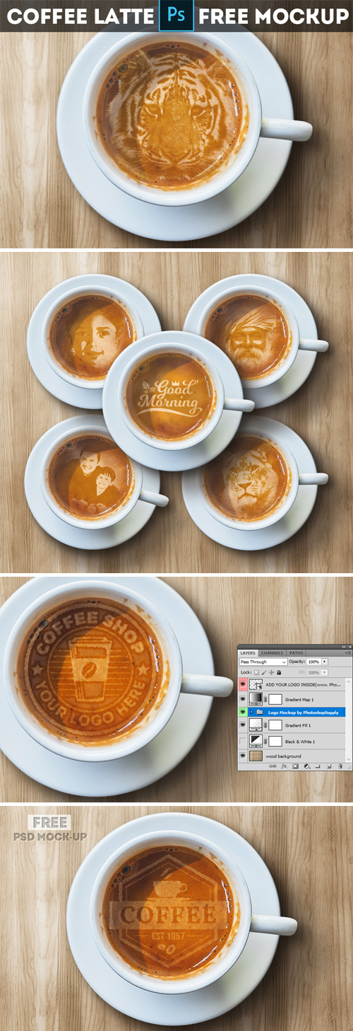 Coffee Latte Art Photoshop Mockup