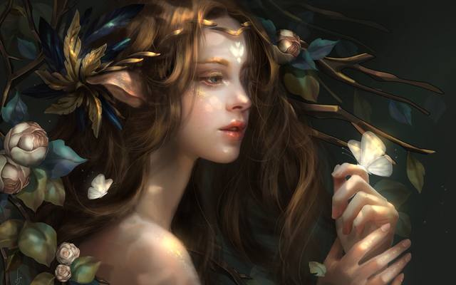 Fantasy-girl-flowers-butterfly 1920x1200