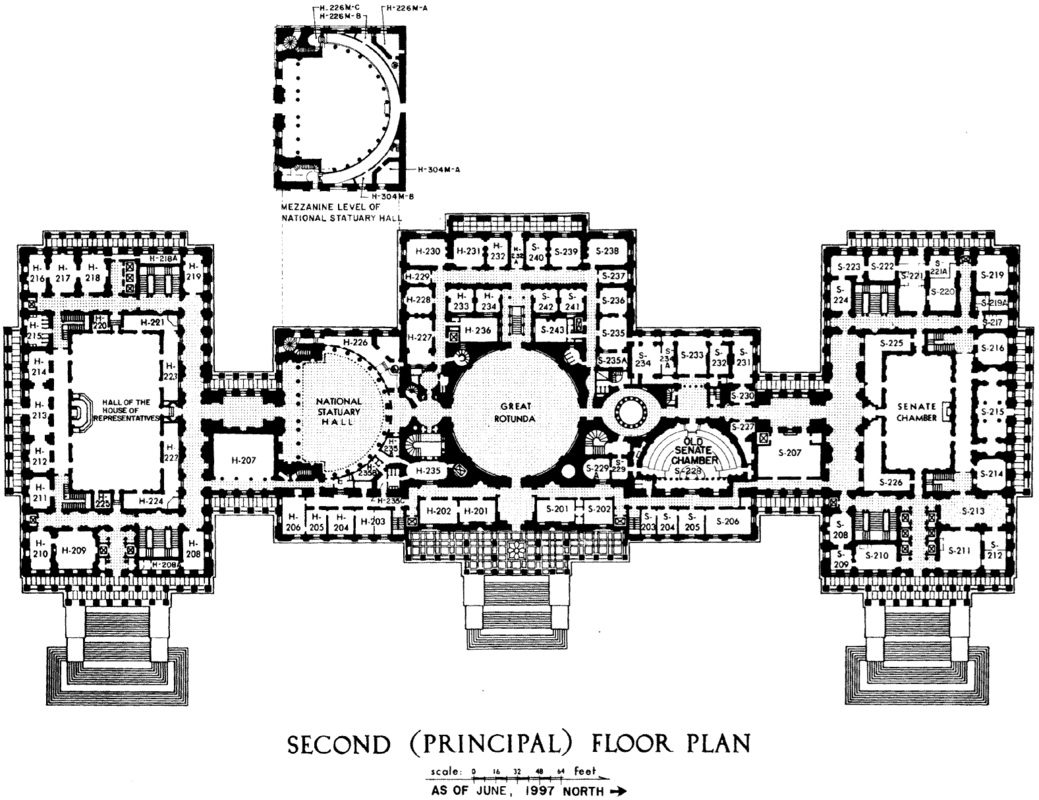 US Capitol second floor plan 1997 105th-congress