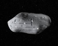 Компьютерное изображение космических кораблей, добывающих околоземный астероид