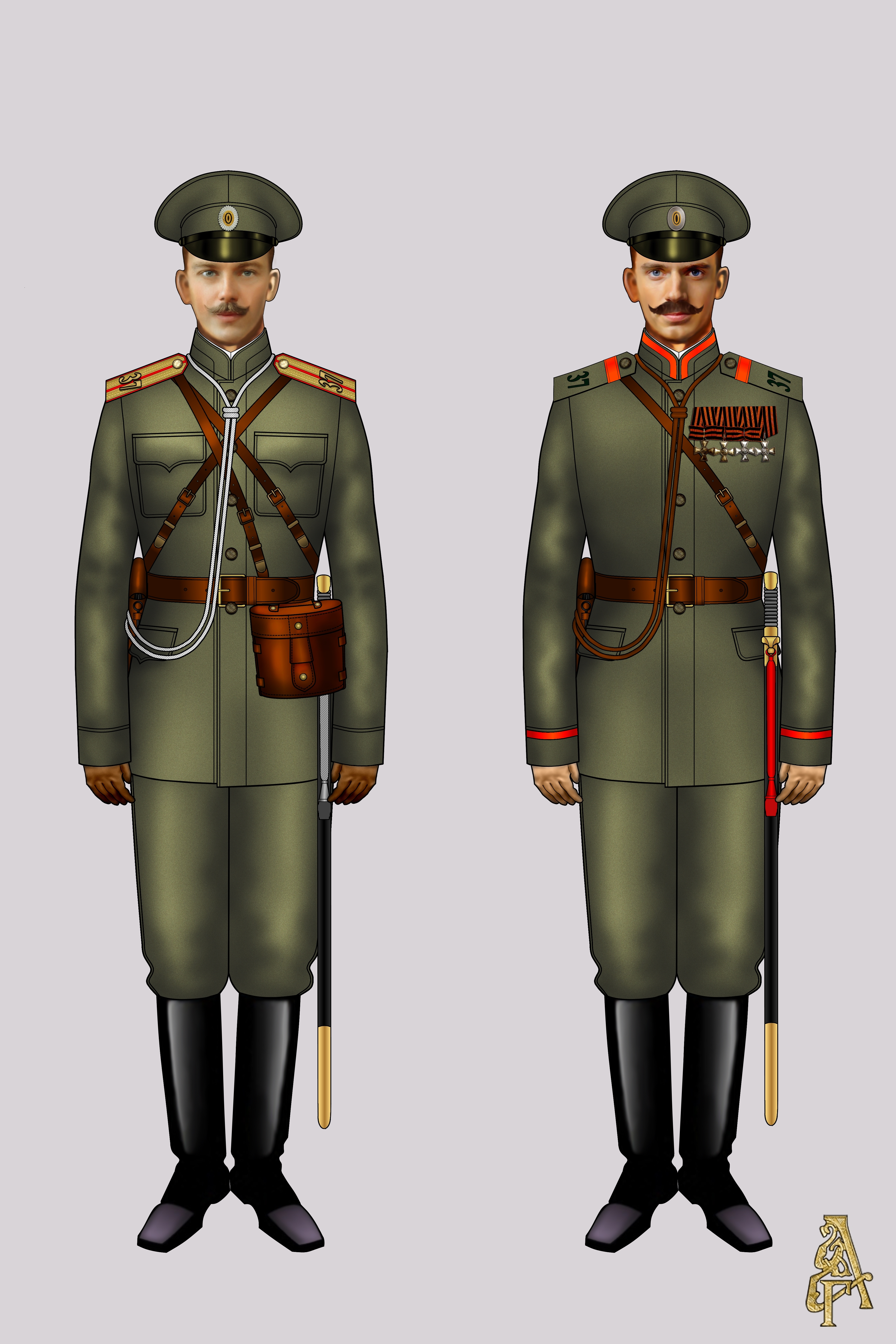 Походная форма 37-го пехотного Екатеринбургского полка обр.1907 года (Рис. 3, 4)