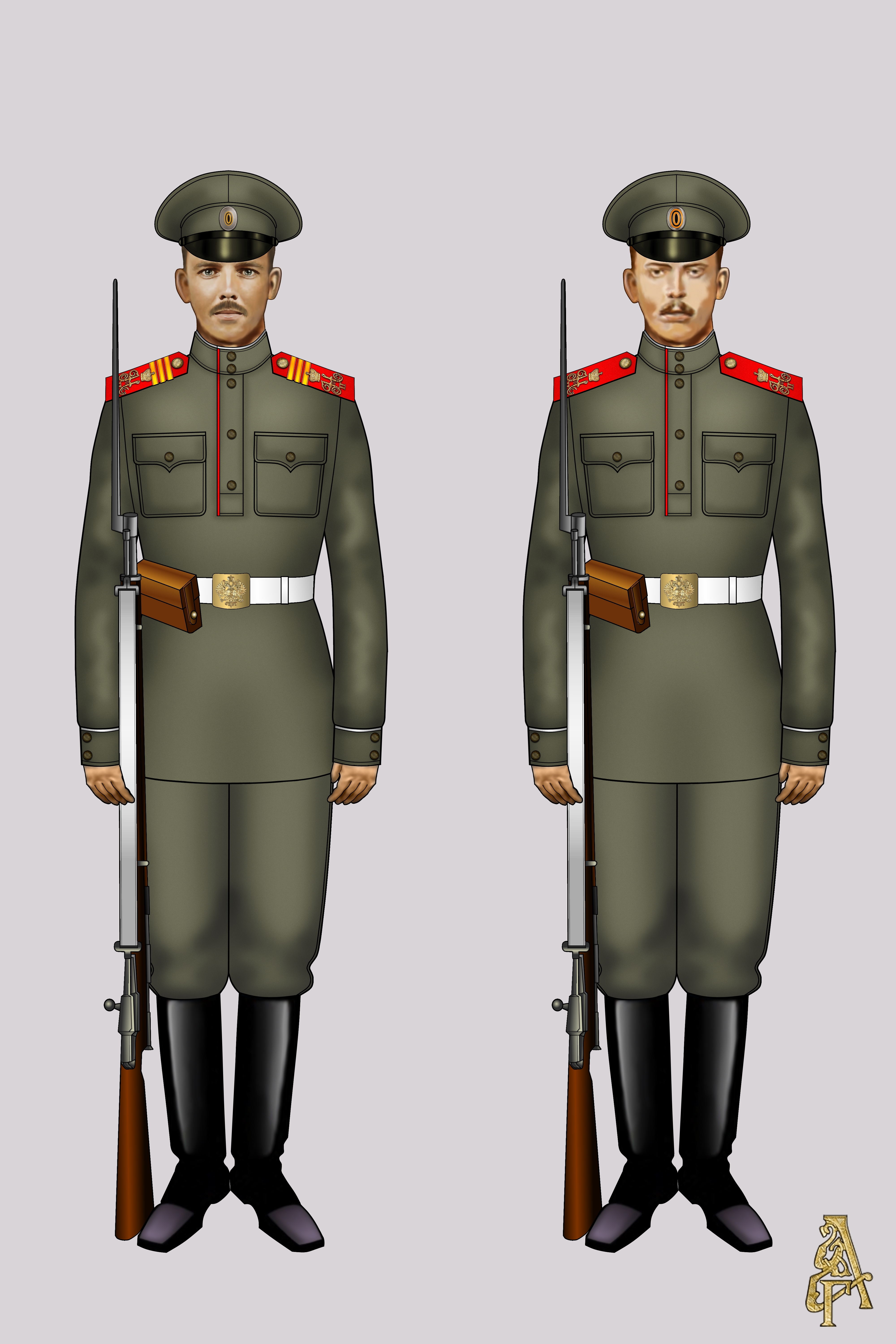 Летняя форма Лейб-гвардии Преображенского полка обр. 1914 года (Рис. 5, 6)