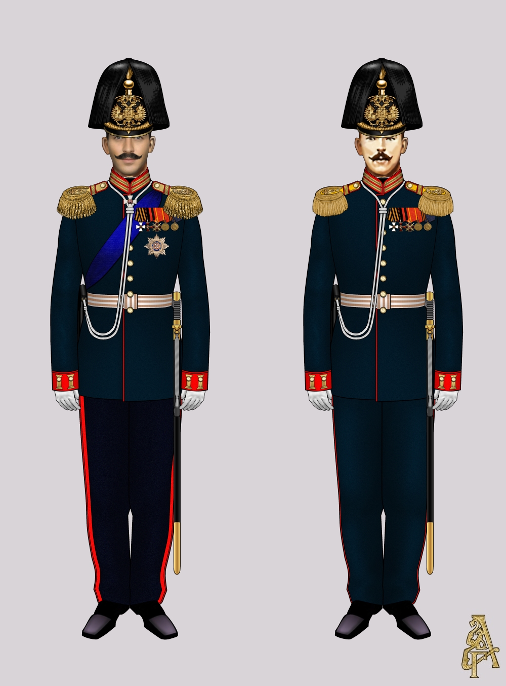 Парадная форма Лейб-гренадерского Екатеринославского полка (рис. 1, 2)