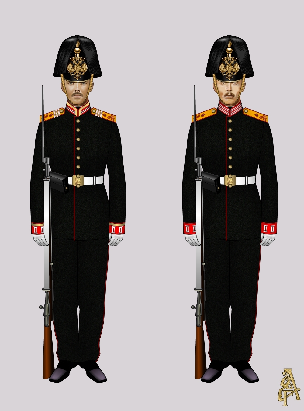 Парадная форма Лейб-гренадерского Екатеринославского полка (рис. 5, 6)