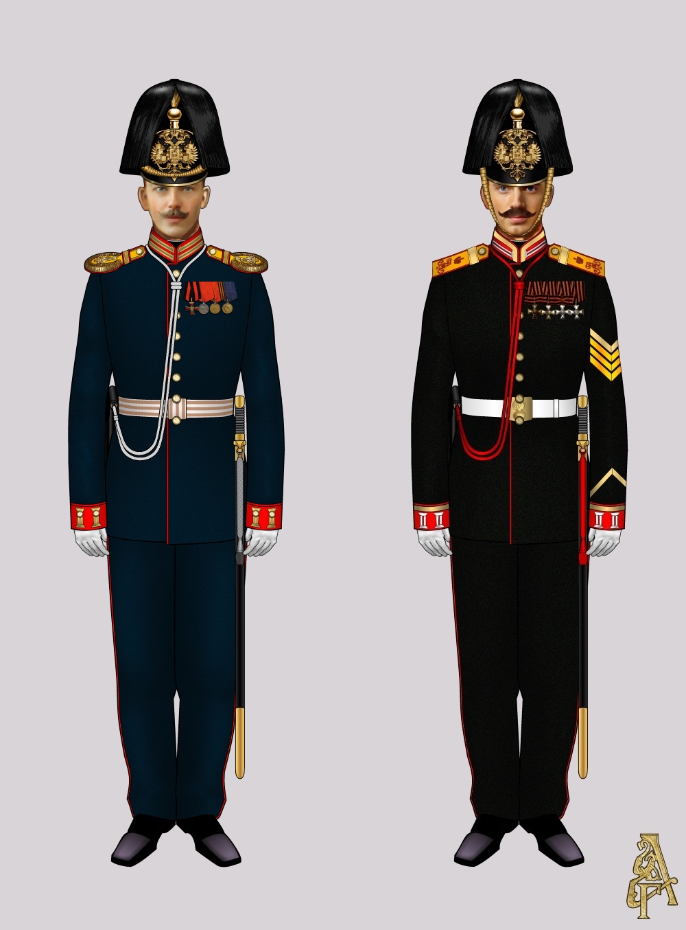 Парадная форма Лейб-гренадерского Екатеринославского полка (рис. 3, 4)