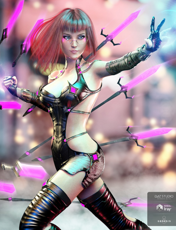 Psy-Dagger Outfit and Weapons for Genesis 8 Female(s)