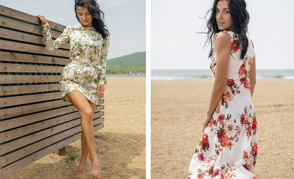 Модели в летних платьях на пляже
