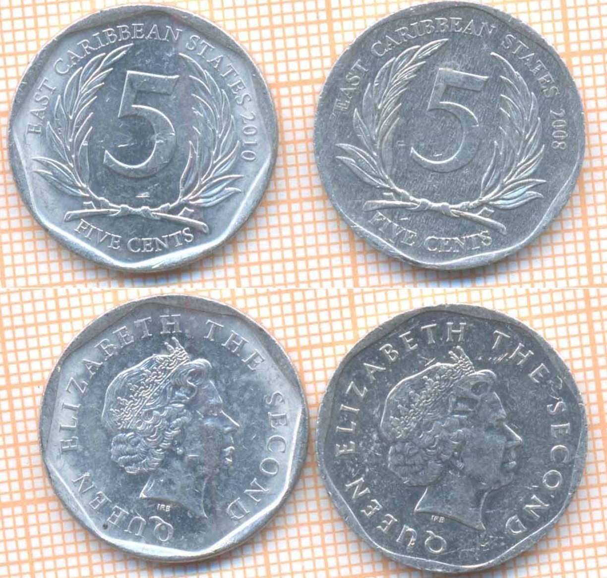Восточные Карибы 5 центов 2008 10 120 15