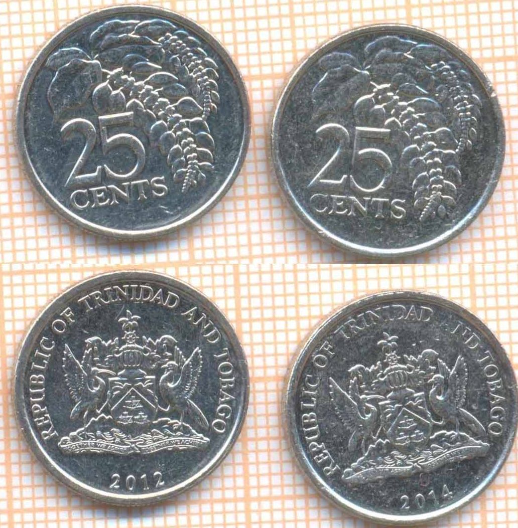 Тринидад 25 центов 2012 14 100 10