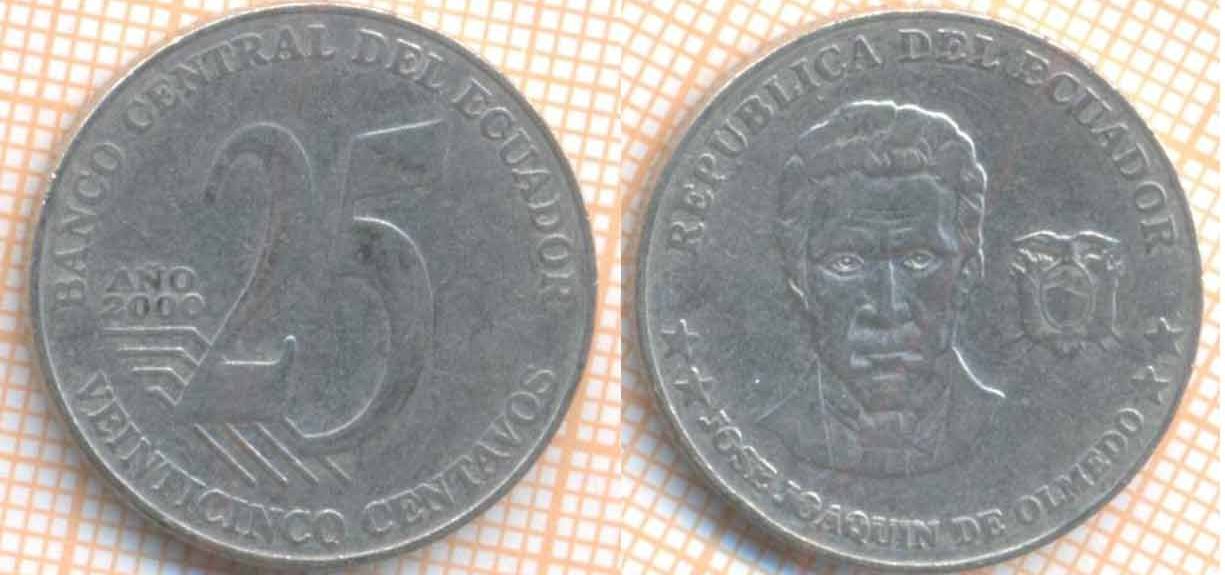 Эквадор 25 сентаво 2000 6670