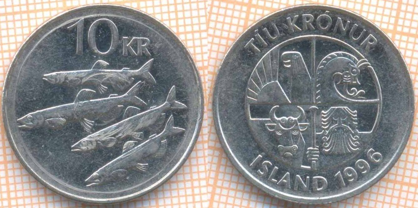 Исландия 10 крон 1996 6947