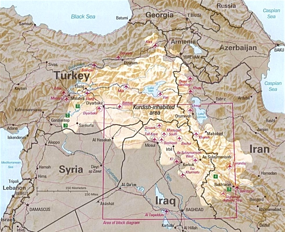 kurdish-inhabited area by cia (1992)