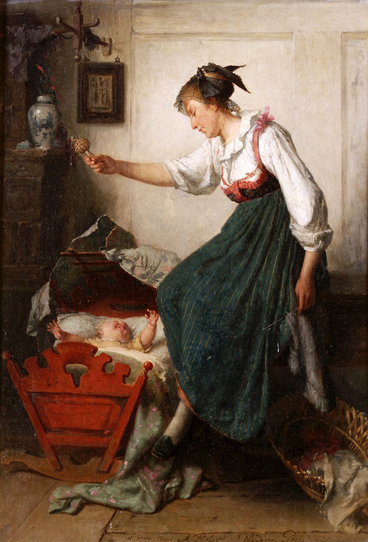 176 Theodore Gerard (1829-1895) - The new rattle, 1875