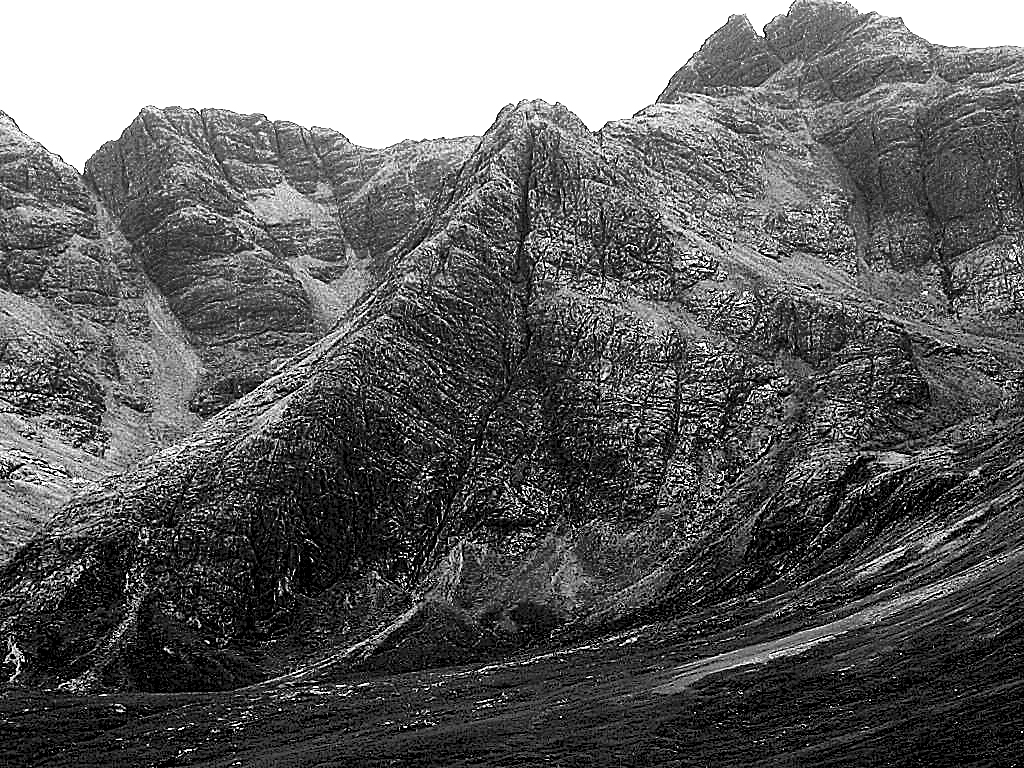 Sgurr an Fheadain with The Waterpipe Gully. Coire na Creiche, The Cuillin, Skye, Scotland