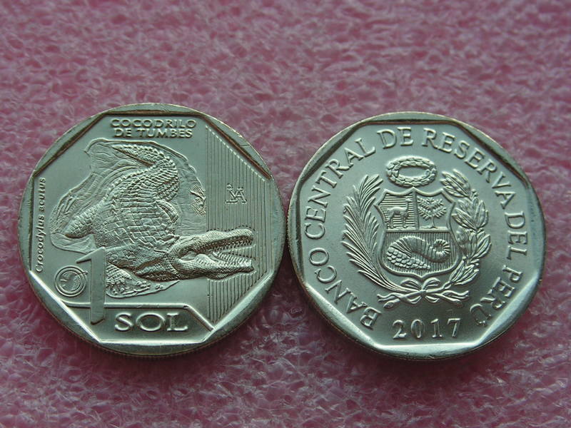 Перу 1 соль 2017 год. Острорылый крокодил
