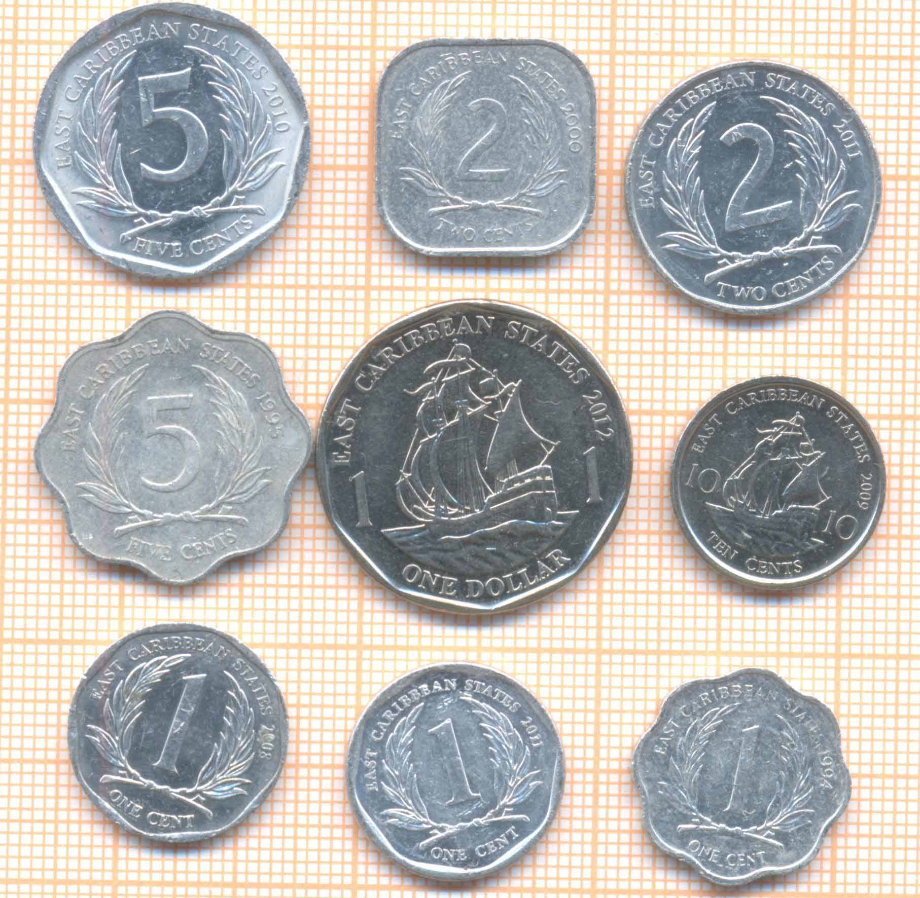 Вост. Карибы 9 монет 100