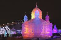 Ледяная модель храма Христа-Спасителя в Парке Победы. Фото Морошкина В.В.
