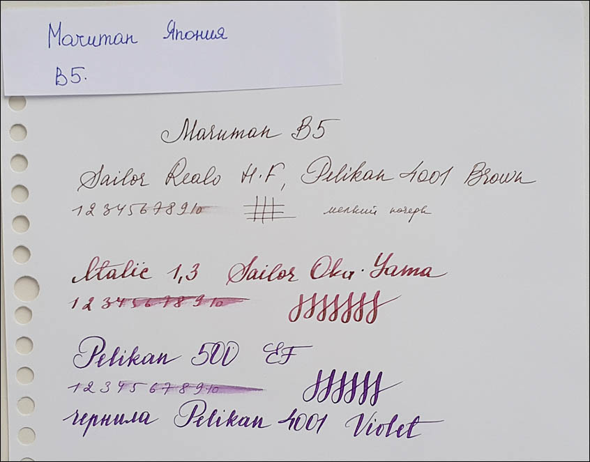 Papers test. Maruman B5 Japan. Lenskiy.org