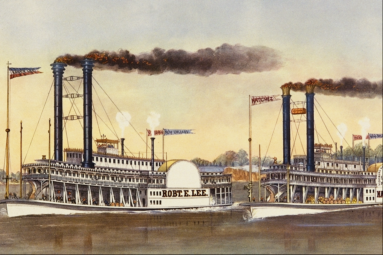 Currier and Ives--The Great Race on the Mississippi