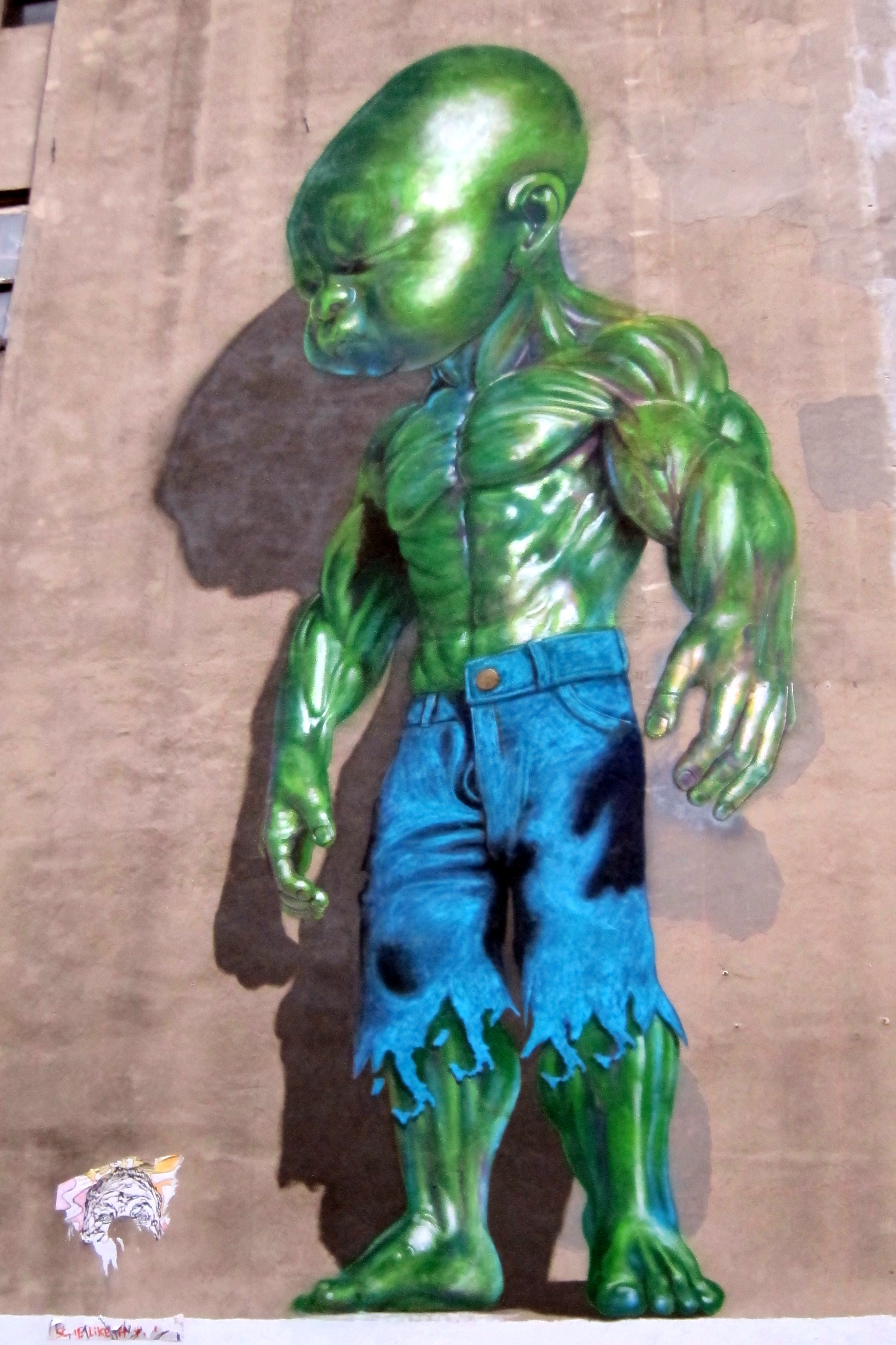 NYC - Little Italy: Temper Tot by Ron English Temper Tot, a 3-story mural along Mulberry Street, was painted by Ron English and his assistant Beau Stanton in 2012. English's first mural in Manhattan since 1987 was in conjunction with his show, Crucial Fiction, at Opera Gallery NYC and as a promotion for the New York City Comedy Festival and Vandalog's The Art of Comedy.