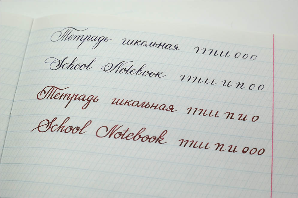 School notebooks ink-paper test. Lenskiy.org