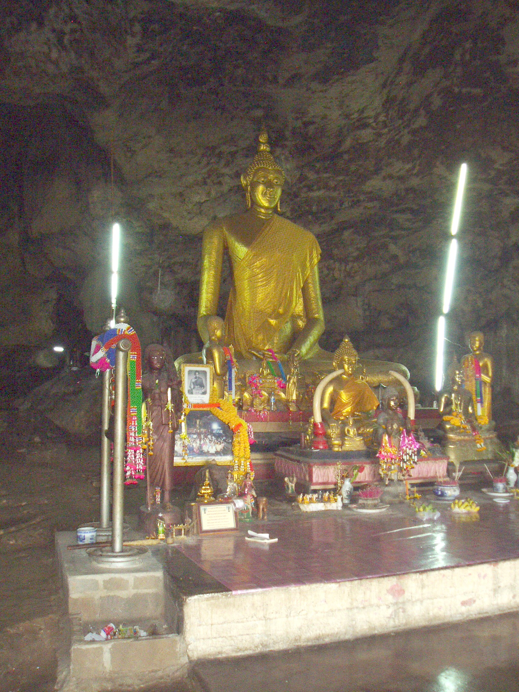 Cave Shrine, Thailand Cave shrine next to the Burma railway, containing a gilded Buddha image (sadly his head was a little too small!).