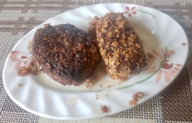 Печень говяжья в карри-маринаде и овсяной панировке