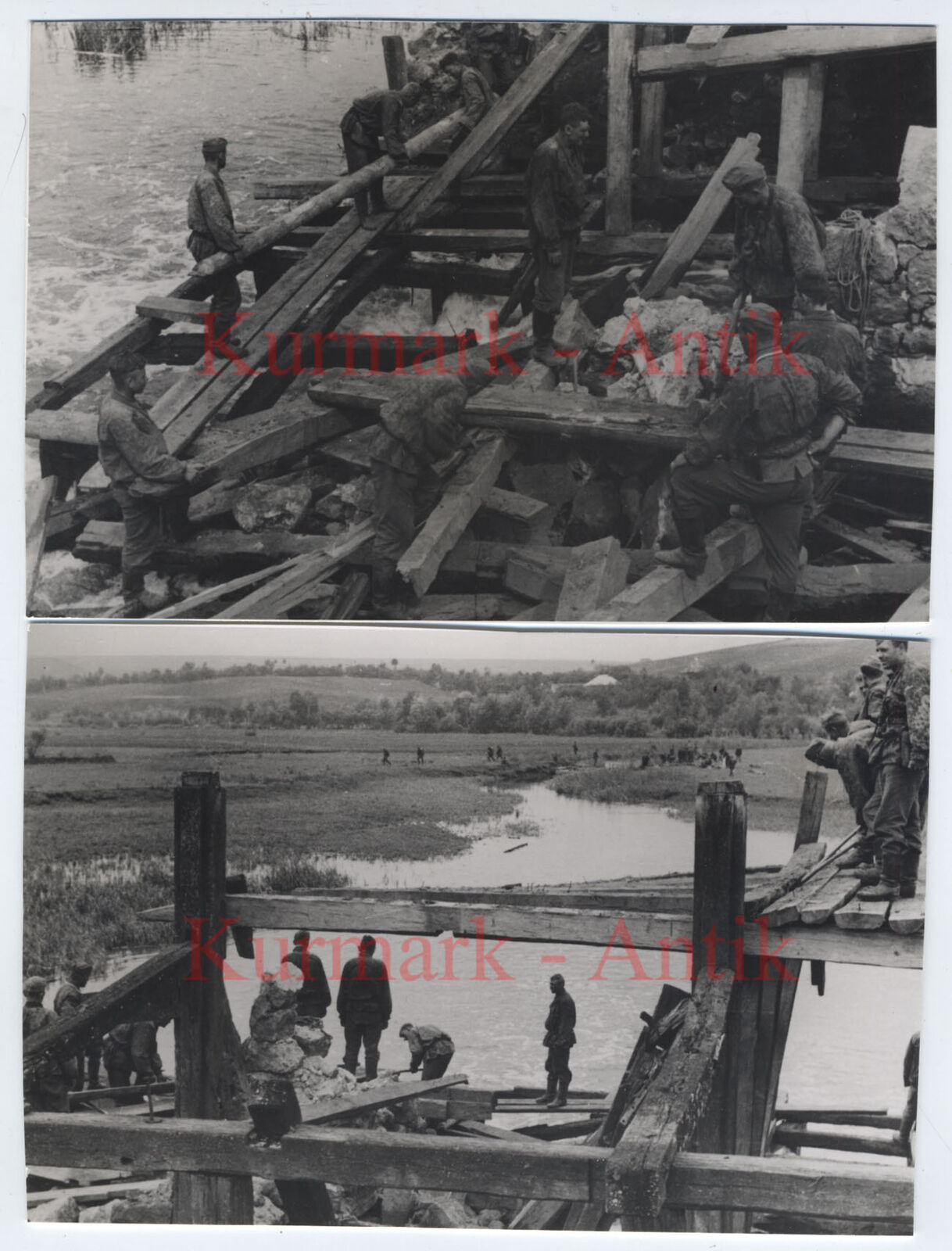 Fotos Wehrmacht Regiments Motiv Pionier Bat. camo Russland Brücken Bau