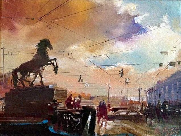 Картина Аничков мост , вечер Санкт-Петербург Картина Аничков мост , вечер Санкт-Петербург