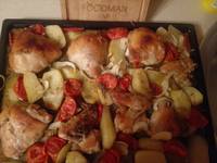 Курица в горчично-медовом маринаде с овощами