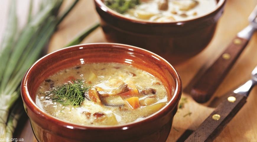 Суп с грибами и баклажанами