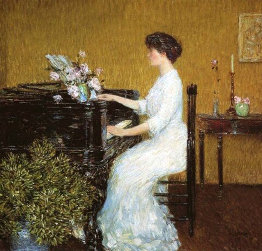 Американский художник Фредерик Чайльд Гассам Frederick Childe Hassam.(1859-1935) - За пианино