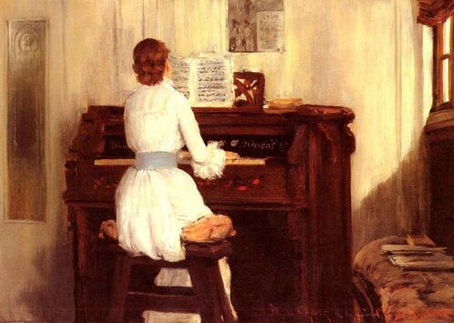 Американский художник Уильям Мерритт ЧейзWilliam Merritt Chase (1849-1919) - Г-жа Мейгс за фортепианно органа