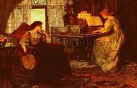 Британский художник Фрэнсис Сидней Мушамп Francis Sydney Muschamp (1851-1929) - Урок фортепиано