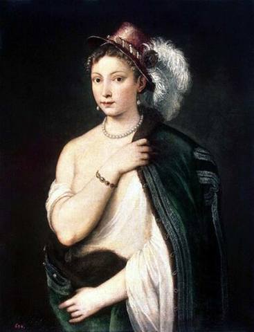 Итальянский художник Тициан Вечеллио (1488-1576) - Портрет молодой женщины.