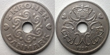 Дания 5 крон 1990