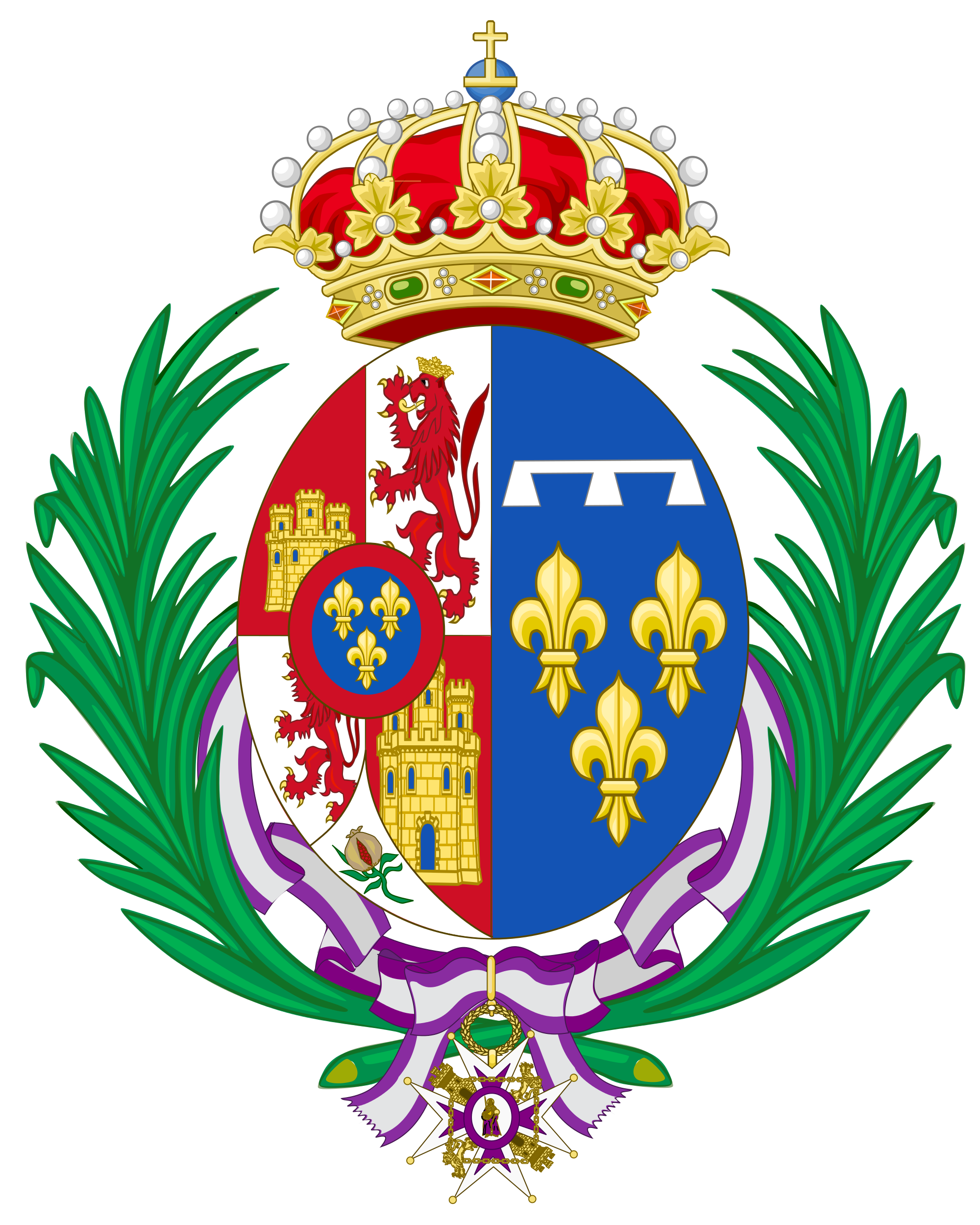 Герб Марии де ла Мерседес Орлеанской, Консорт-королевы Испании