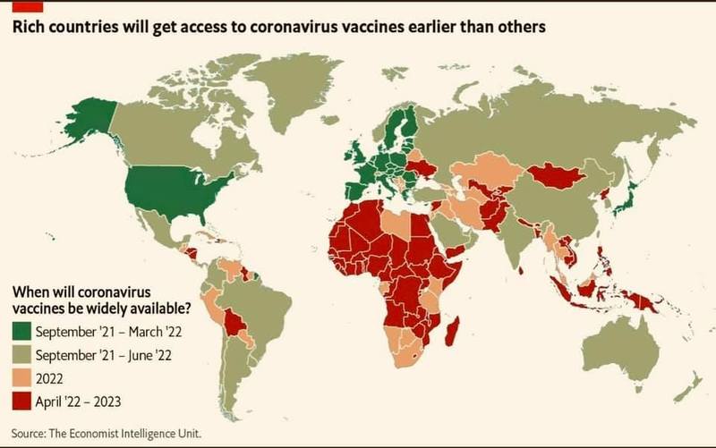 Прогноз массовой вакцинации стран издания The Economist