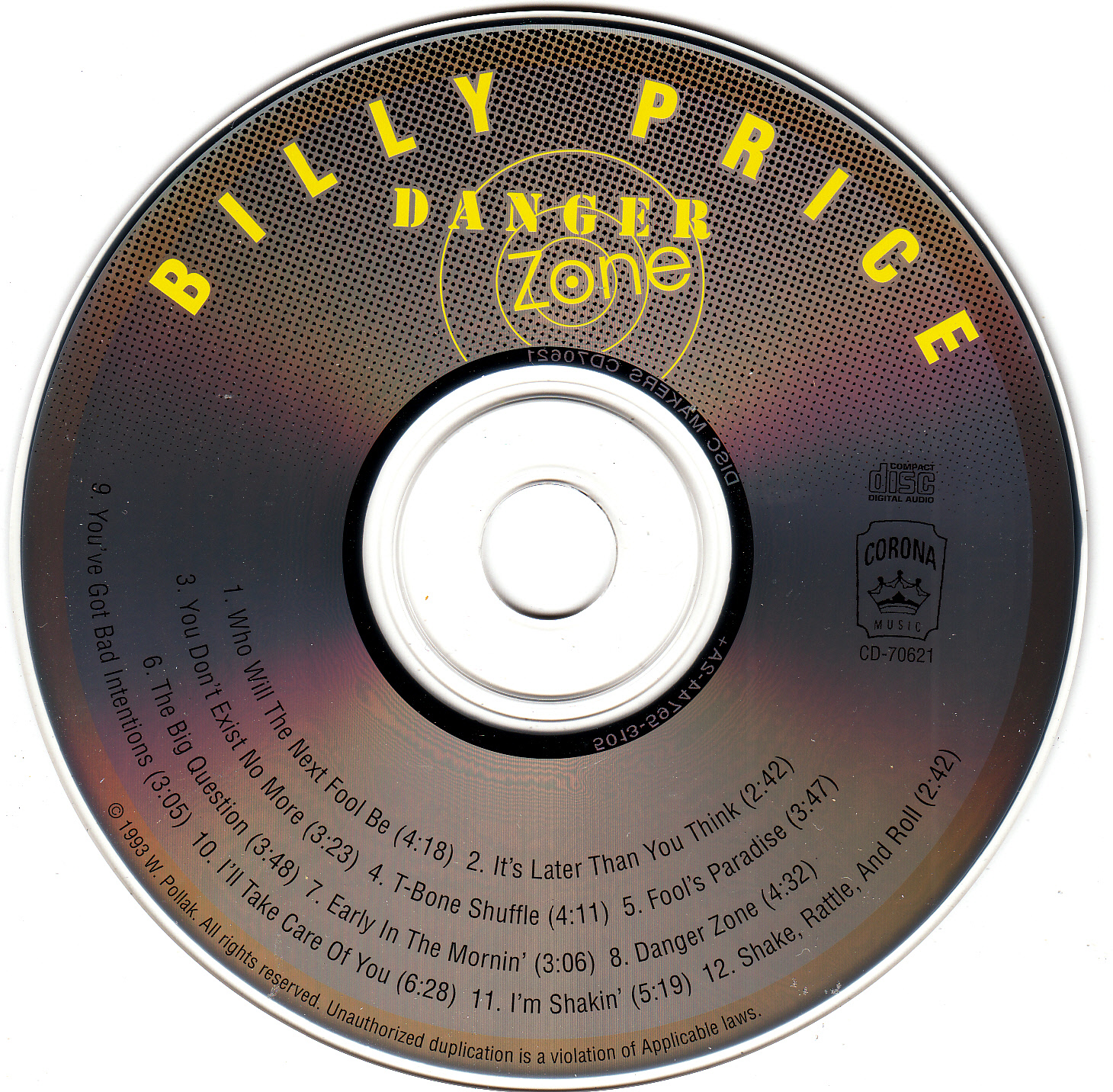 Billy Price - Danger Zone - CD