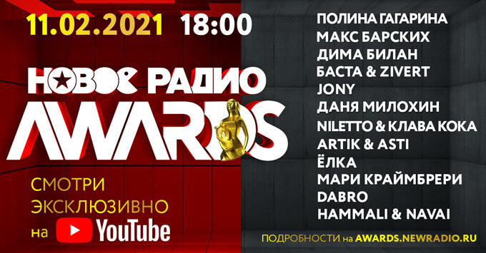 V церемония награждения Премии «Новое Радио AWARDS». Онлайн-трансляция